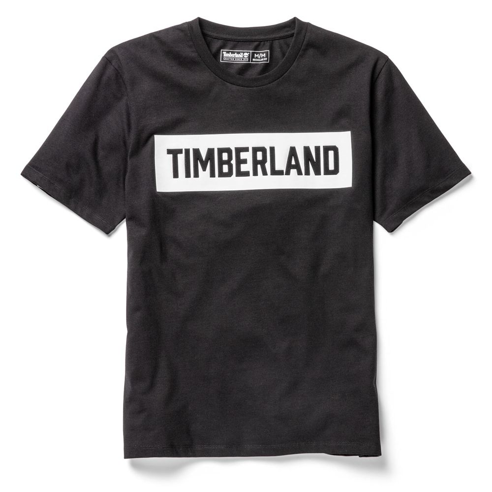 Timberland Mens T-Shirts Mink Brook 3D Embossed - Black - India TU2598631